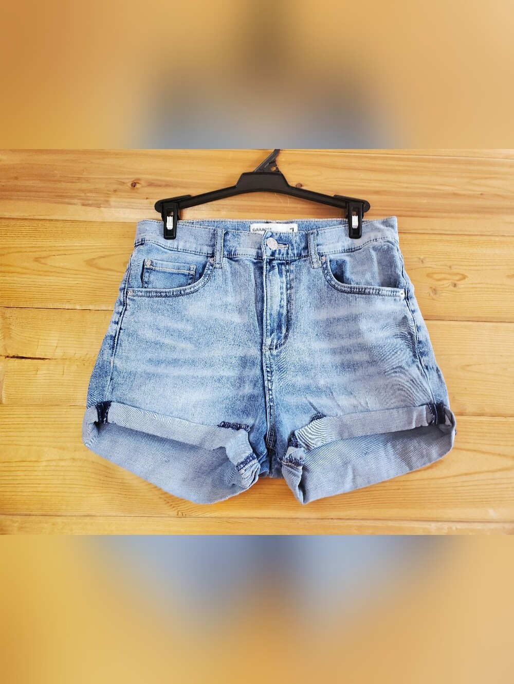 Garage Light Wash Denim Cuffed Shorts